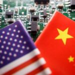 FILE PHOTO: Illustration picture of Chinese and U.S. flags with
